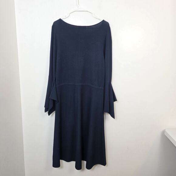 Banana Republic Navy Knit Handkerchief Long Sleeve Midi Dress Size L Tall - Picture 8 of 9